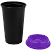 Стакан с крышкой Color Cap Black, черный с фиолетовым с нанесением логотипа