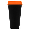 Стакан с крышкой Color Cap Black, черный с оранжевым с нанесением логотипа