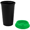 Стакан с крышкой Color Cap Black, черный с зеленым с нанесением логотипа