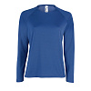 Футболка с длинным рукавом Sporty LSL Women, ярко-синяя с нанесением логотипа