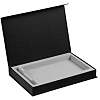 Коробка Silk с ложементом под ежедневник 13x21 см и ручку, черная с нанесением логотипа