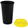 Стакан с крышкой Color Cap Black, черный с желтым с нанесением логотипа