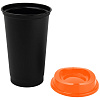 Стакан с крышкой Color Cap Black, черный с оранжевым с нанесением логотипа