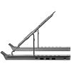 Подставка для ноутбука с USB-хабом Scaffold Hub, серебристый металлик с нанесением логотипа
