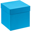 Коробка Cube, M, голубая с нанесением логотипа