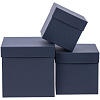 Коробка Cube, M, синяя с нанесением логотипа