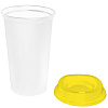 Стакан с крышкой Color Cap White, белый с желтым с нанесением логотипа