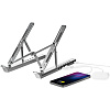 Подставка для ноутбука с USB-хабом Scaffold Hub, серебристый металлик с нанесением логотипа