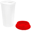 Стакан с крышкой Color Cap White, белый с красным с нанесением логотипа
