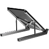 Подставка для ноутбука с USB-хабом Scaffold Hub, серебристый металлик с нанесением логотипа