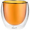 Стакан с двойными стенками Glass Bubble, желтый с нанесением логотипа